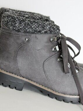 Sonoma 9M Grey Suede Ankle Boots - Neutral Block Heel Spring Bootie 👢